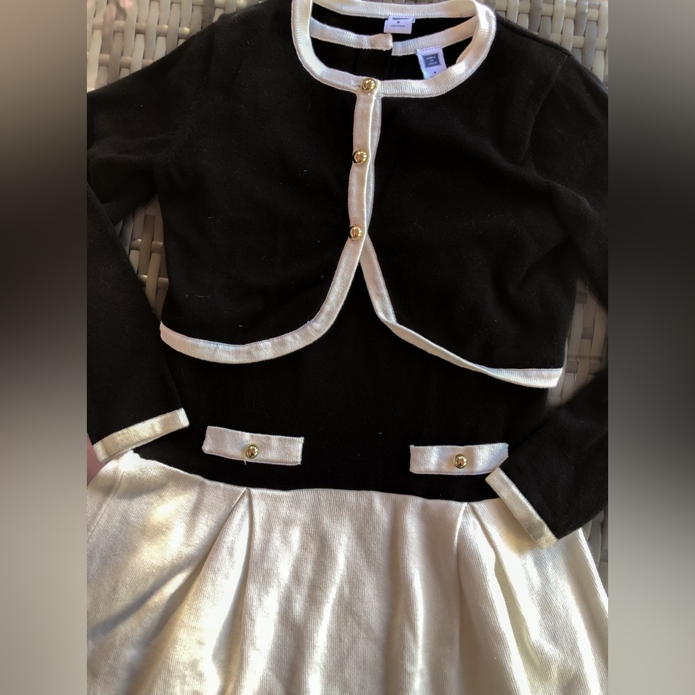 Janie and Jack Black Knit Dress W/Cardigan